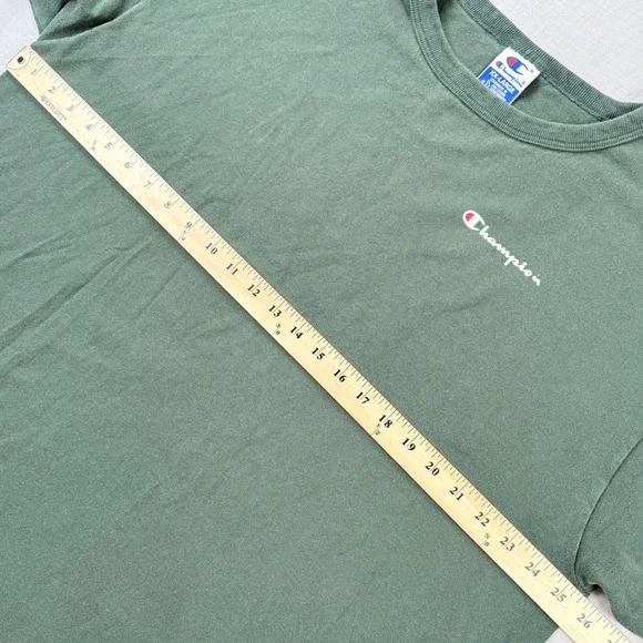 Champion Mens XXL Short Sleeve T-Shirt Sage Green Script Logo Crew Neck Tee - Picture 4 of 6
